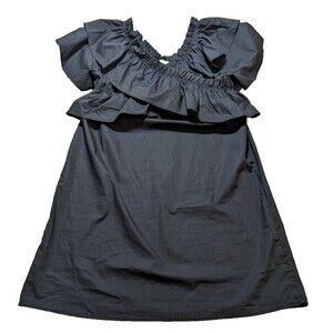 NWT Hayden Los Angeles Women's Mini Ruffle Shift Black Mini Dress Size Large